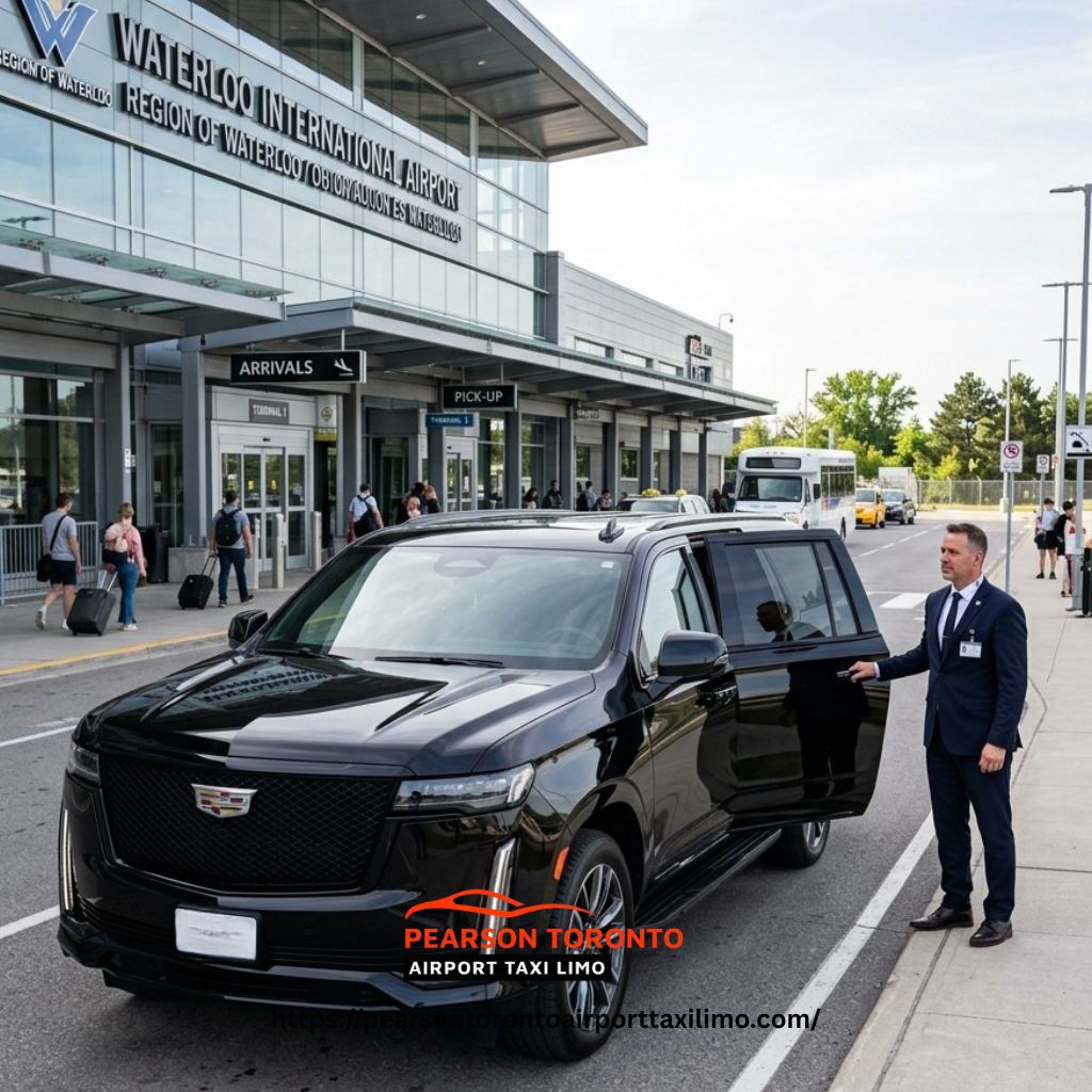 Waterloo Airport Limo Service with Cadillac Escalade SUV ready for airport transfer