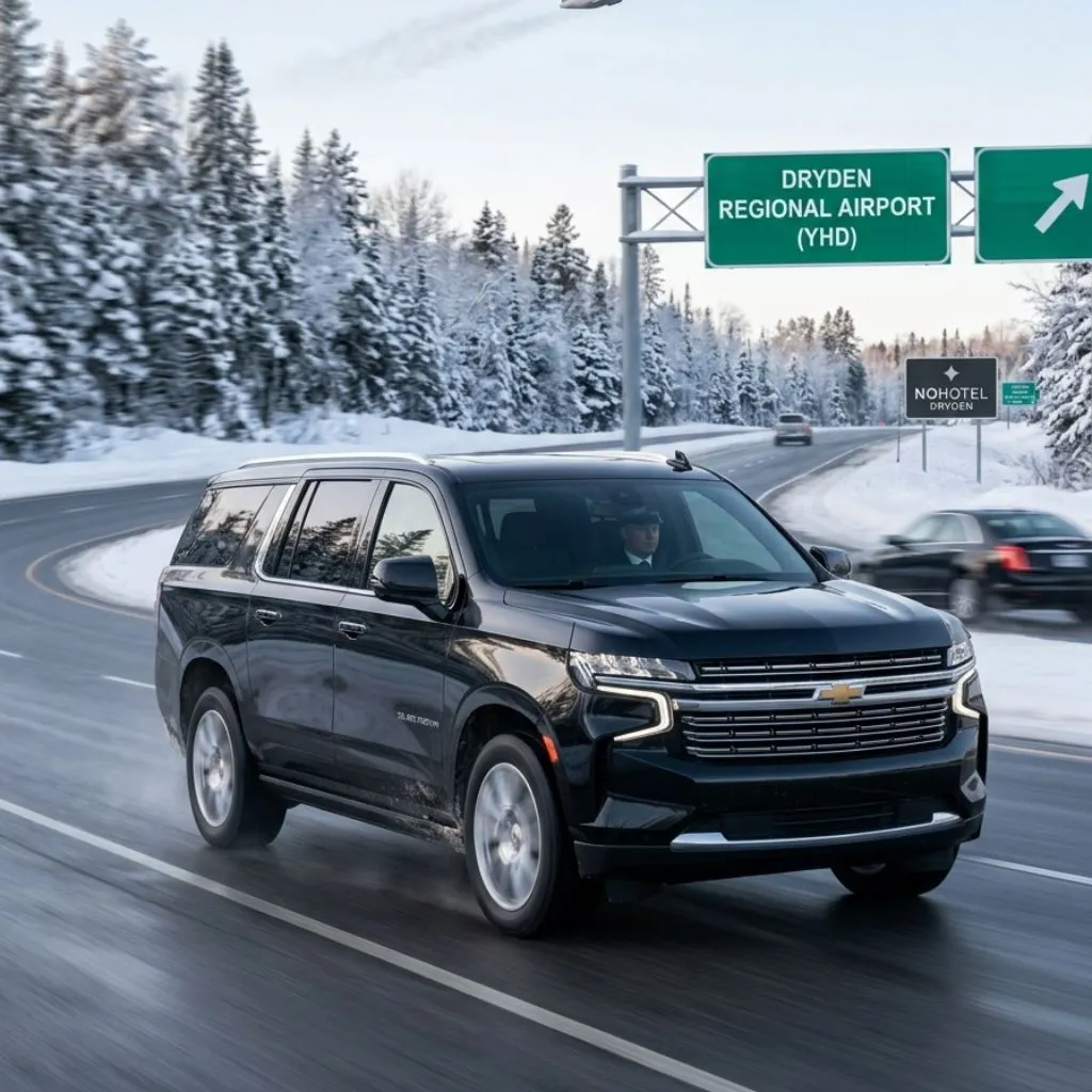 Airport limo service Dryden Chevrolet Suburban SUV airport transportation from Dryden