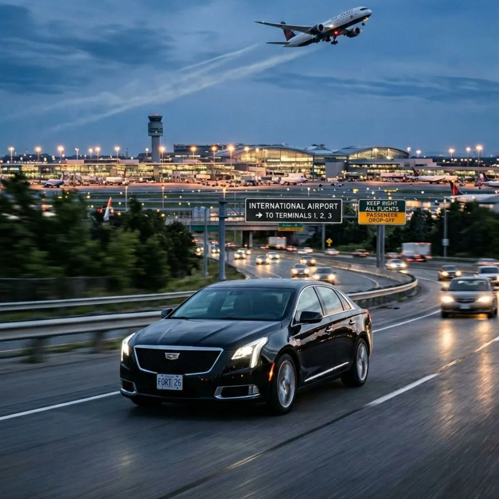 Airport limo service Fort Frances with Cadillac XTS Sedan serving major airports from Fort Frances