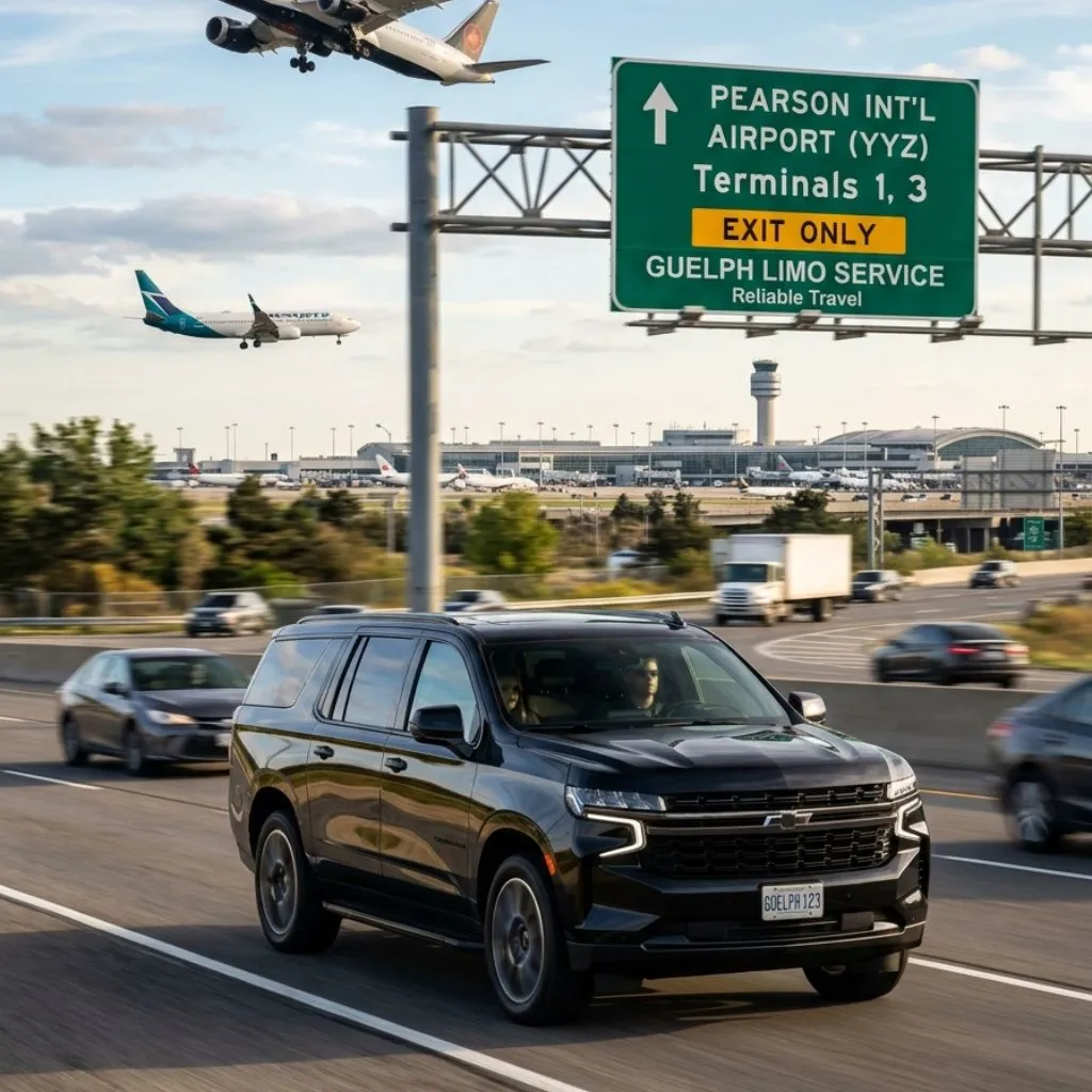Airport limo service Guelph with Chevrolet Suburban SUV serving major airports from Guelph