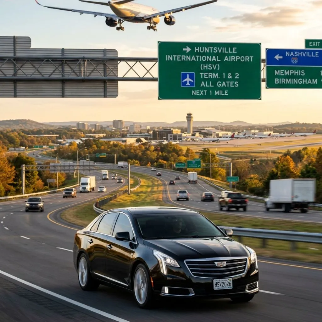Airport limo service Huntsville with Cadillac XTS Sedan serving major airports from Huntsville