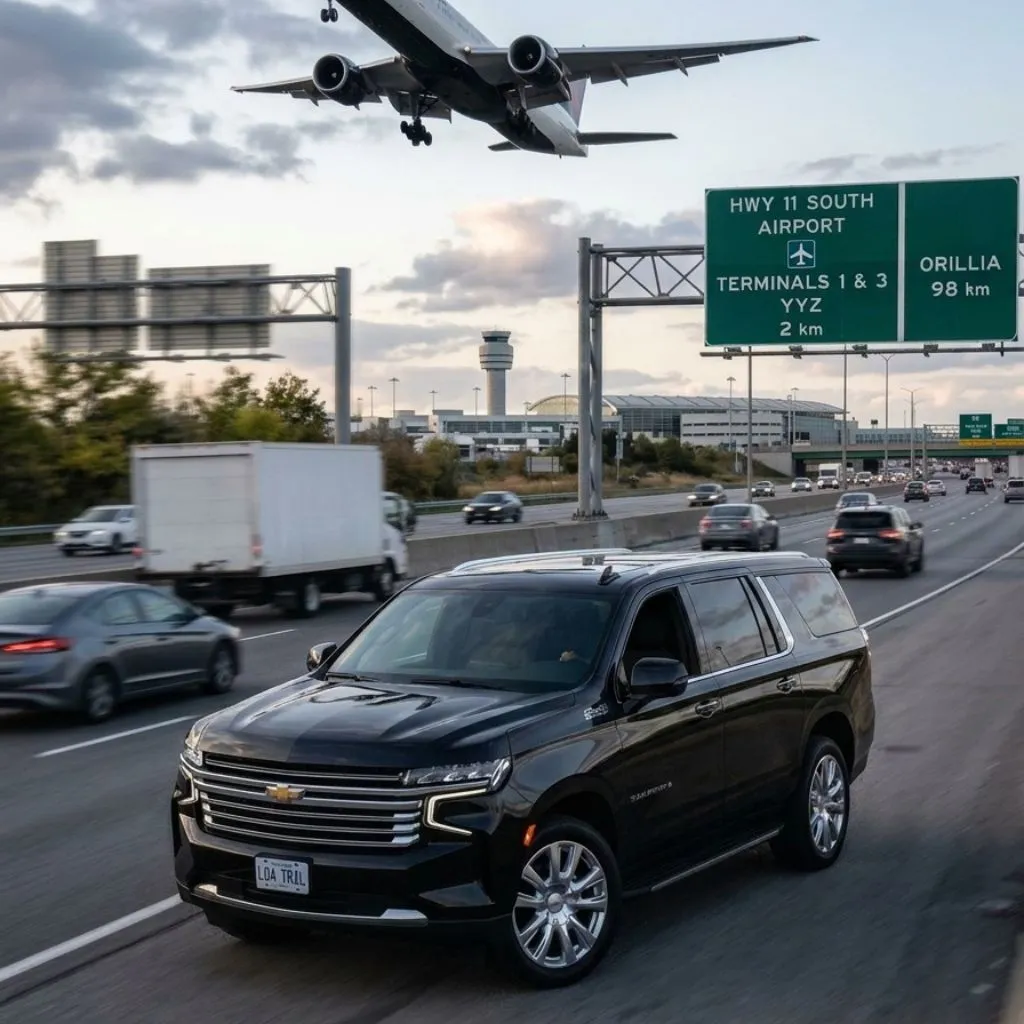 Airport limo service Orillia Chevrolet Suburban SUV airport transportation from Orillia