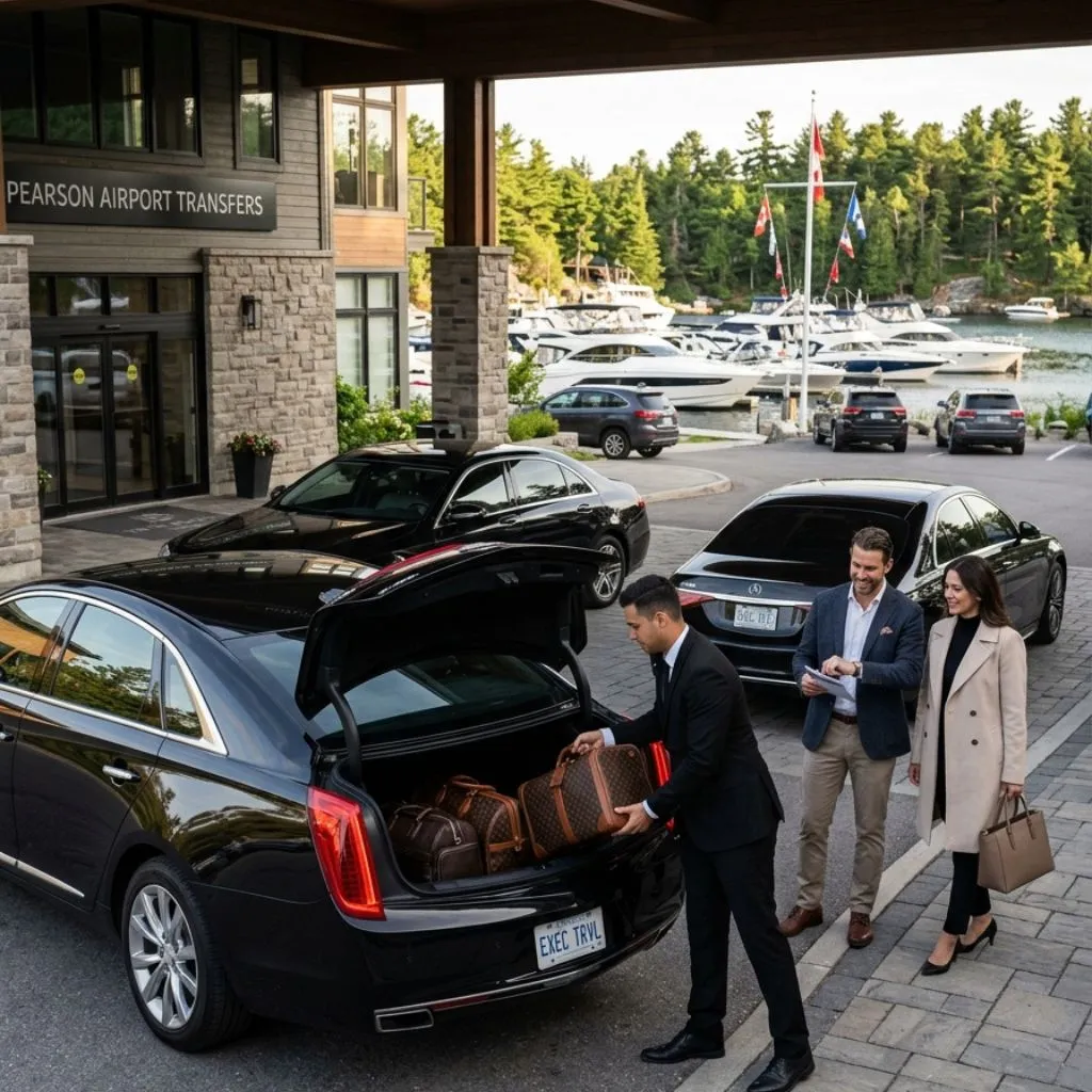 Desmasdons marina pointe au baril to pearson airport luxury Cadillac XTS Sedan airport limo service