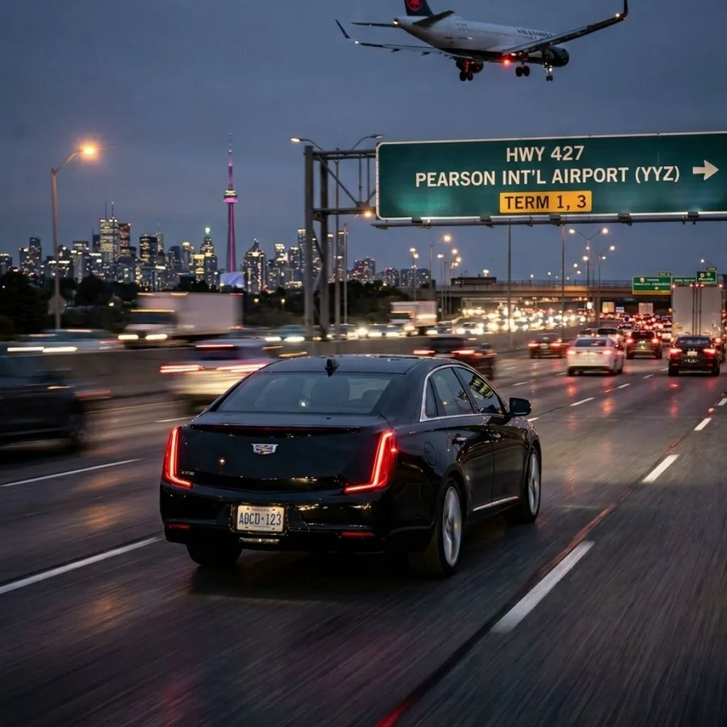 Desmasdons marina pointe au baril to pearson airport Cadillac XTS Sedan luxury airport transportation