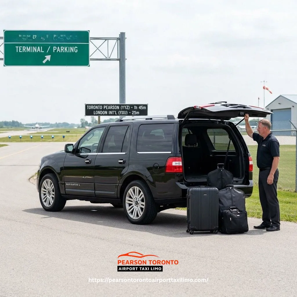 Airport Limo Service in St Thomas with a clean SUV for direct airport transfers to major Ontario airports.
