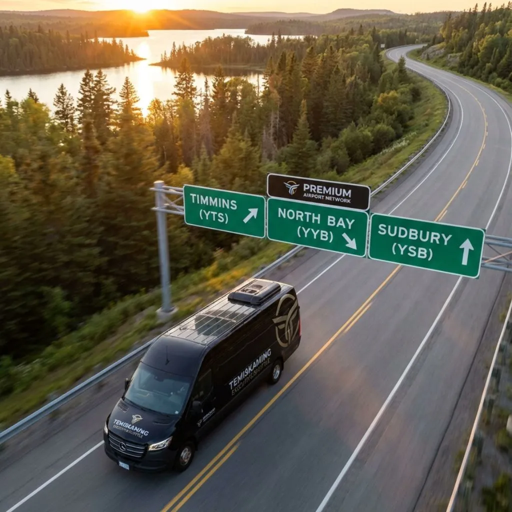 Temiskaming Shores Airport Limo Service Sprinter Van serving multiple airports with Temiskaming Shores Airport Limo and Airport limo service Temiskaming Shores