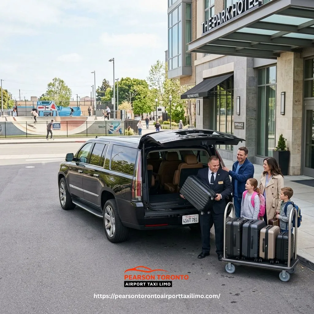 Private Airport limo Service in Skatepark with SUV pickup, luggage help, and comfortable transportation for families and travellers.