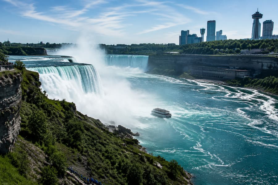 This view shows where to see Niagara Falls from Canada at Horseshoe Falls.